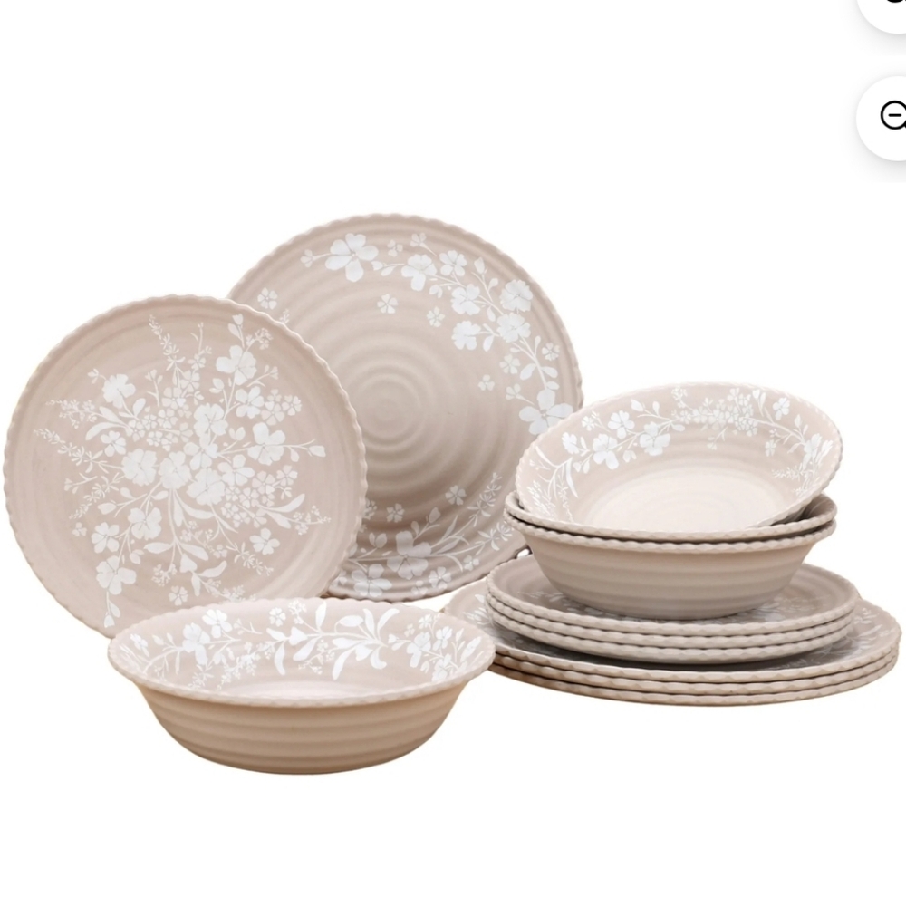 ❤️ New 2025 Pioneer Woman Daisy  Bamboo Melamine Beige With Floral Dinner…